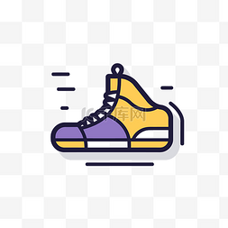 紫色运动鞋图片_紫色和蓝色运动鞋设计的线条图标