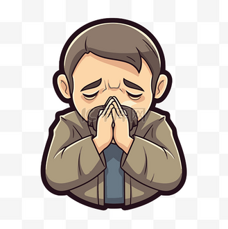 闭着一只眼睛祈祷的卡通人 向量
