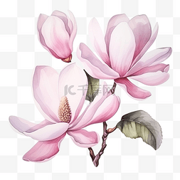 粉色花瓣元素装饰图片_水彩花玉兰