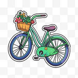 地着图片_拿着花篮的卡通自行车 向量