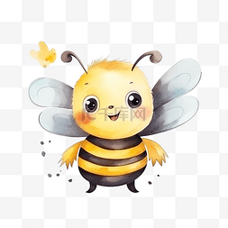 可爱的熊素材图片_可爱的蜜蜂动物人物水彩