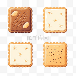 食物简约背景图片_简约风格的方形饼干插画
