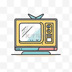 高清电视背景图片_带方框的卡通电视图标 向量