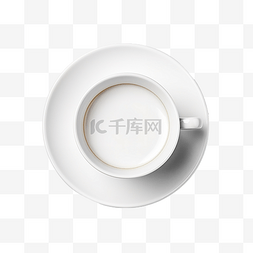白色泡子图片_带盘子的白咖啡杯的顶视图