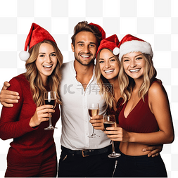 一起喝酒图片_一群朋友在家喝酒庆祝圣诞节