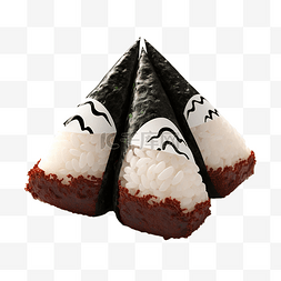 寿司食物图片_亚洲食品饭团 3d 插图