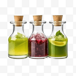 玻璃液体容器图片_套件各种玻璃瓶装液体酱鳄梨酱