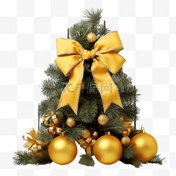 复古木板上的两个黄色圣诞弓和小