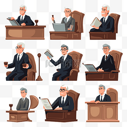 法官剪贴画老律师坐在桌子上不同