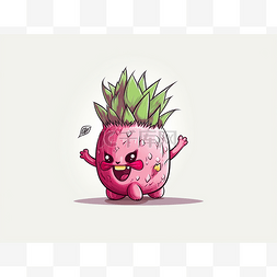 粉红色卡通动物图片_粉红色的菠萝动物绘图