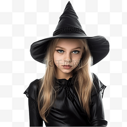万圣节女巫年轻女孩巫术穿着黑色