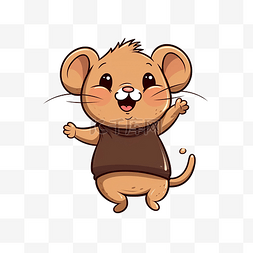 老鼠十二生肖图片_可爱的短胖棕色涂鸦卡通老鼠角色