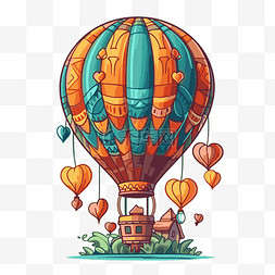 气球剪贴画 卡通气球，有房子和