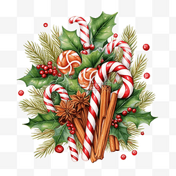 事件图片_快乐圣诞贺卡，上面有甜手杖和树