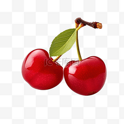 樱桃水果装饰图片_鲜红色樱桃水果png文件，方便装饰