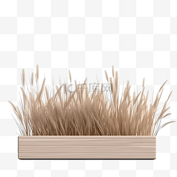 桌面模型图片_以草为前景的木板 3D 渲染的模型