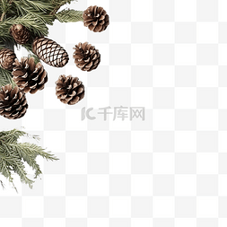 圣诞树枝，木板上有锥体，靠在灰