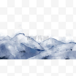 大雪雪花图片_水彩冬季雪景山