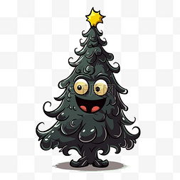 圣诞树剪贴画图片_黑色圣诞树剪贴画 有趣的圣诞树