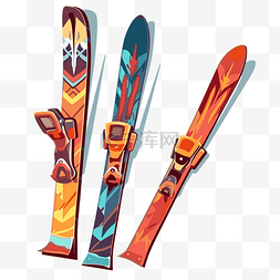 几何图案彩色图片_滑雪剪贴画 三个彩色滑雪板，带