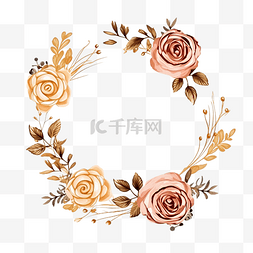 抽象玫瑰背景图片_最小的金色玫瑰涂鸦花环框架