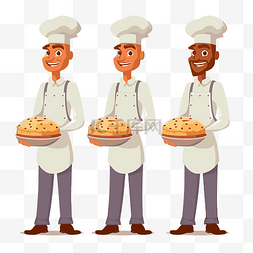 面包师剪贴画 三个黑人男性角色