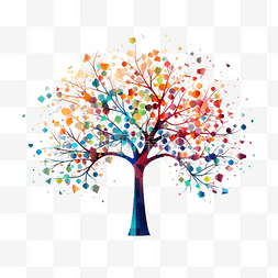 彩色的树树图片_ai生成彩色树png