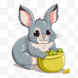 龙猫剪贴画可爱的兔子与黄色碗卡