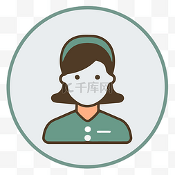 护士白色图片_绿色和白色护士头像图标 向量