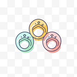 简单戒指图片_由三个不同颜色的圆环组成的图标