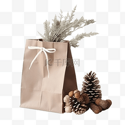 巴旦木树图片_圣诞装饰木树和礼品纸袋