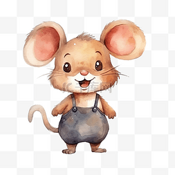 动画跳跃图片_小可爱的大耳朵棕色涂鸦卡通鼠标