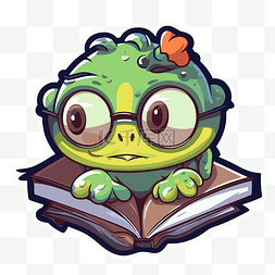 戴眼镜的青蛙正在看书 向量