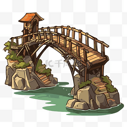 卡通桥的桥剪贴画人物插图 向量