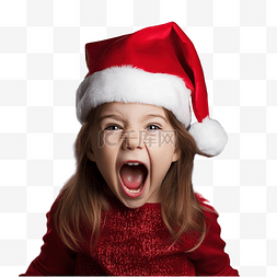 小女孩害怕表情图片_庆祝圣诞节的小女孩愤怒地尖叫