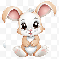 儿童可爱兔子卡通人物的剪贴画插
