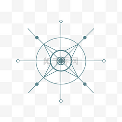 责任图片_蓝色空间指南针的线条插图 向量