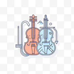 线性风格的小提琴和大提琴图标 
