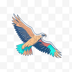 一只蓝色和橙色的鹰正在飞翔 向