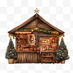 糖果商店图片_城市冬季节日集市上的圣诞树和市