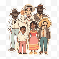 非裔美国人家庭剪贴画贴纸