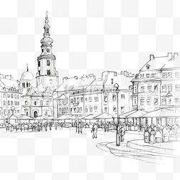 波兰插画图片_波兹南下雪的圣诞节旧市场广场的