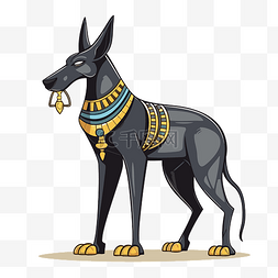项圈狗图片_阿努比斯剪贴画埃及狗，黄色和蓝