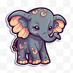 大象和小象图片_可爱的小象贴纸和插图与心剪贴画