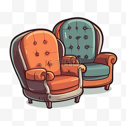 把套椅子图片_两把椅子剪贴画的卡通肖像 向量