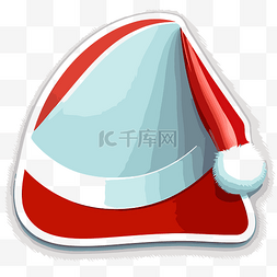 圣诞老人帽子贴纸显示在白色表面