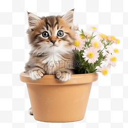 盆栽动物图片_盆栽小猫 可爱花猫 花盆 kitty 可爱