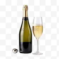 优雅的背景图片_一瓶和一杯冰镇香槟