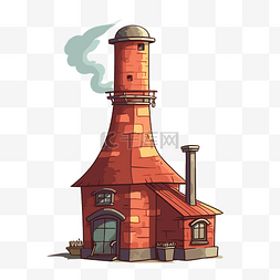 带烟囱的房子图片_烟囱剪贴画卡通风格带烟囱的小红