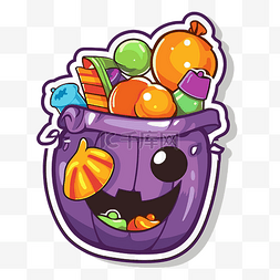 很多糖果糖果图片_上面有很多糖果的紫色桶剪贴画 